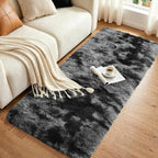2x6 Tie-dye Dark Grey Fluffy Soft Runner Rug Non-Slip for Bedroom Dorm - Image 3