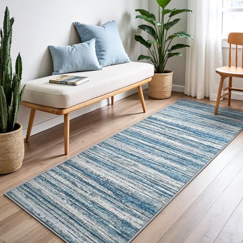 Chicrug 2x6 Blue Washable Runner Rug for Hallway Kitchen Entryway Non Slip - Image 4