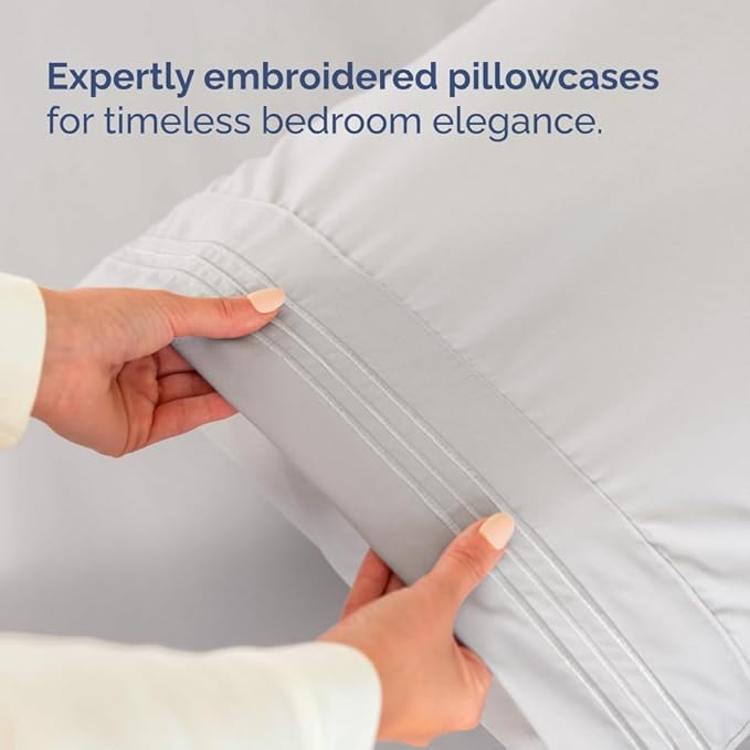 Full XL Bed Sheet Set - 4 Piece Extra Long Extended Full XL Sheets - Ultra-Soft, Breathable & Cooling - Fits 8” to 16" Mattress w/ Deep Pockets - 54" x 80" - Wrinkle and Fade Resistant - French Grey