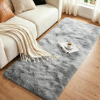 2x10 Tie-dye Grey Fluffy Soft Runner Rug Non-Slip for Bedroom Dorm Hallway - Image 3