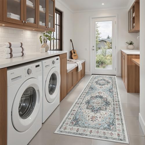 Madane Washable Runner Rug 2x6 Runners for Hallways Non Slip, Blue - Image 3