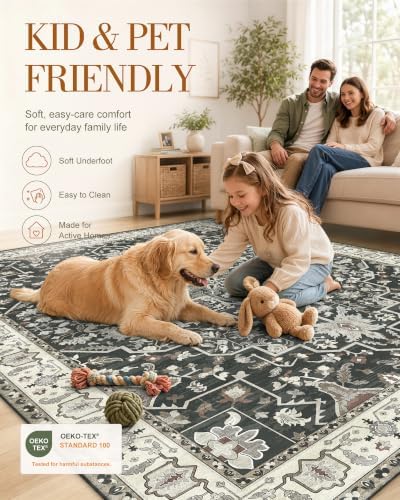 OLANLY 10x14 Washable Area Rug, Soft Non Slip Carpet for Living Room - Image 5