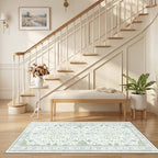RELEANY Washable Area Rug, Runner 2'6"x5', Green/White/Blue - Image 2