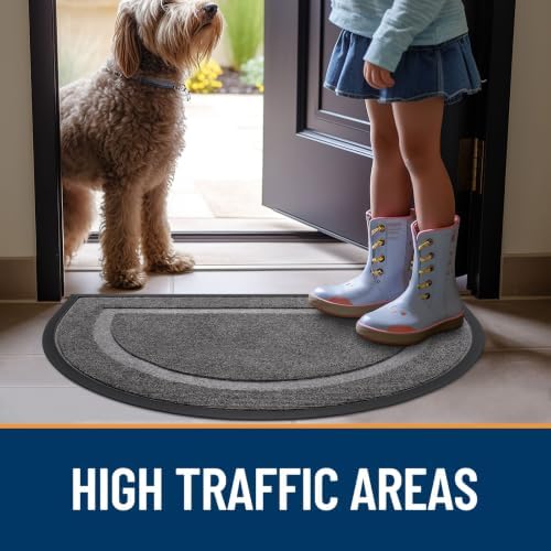 OLANLY Half Circle Front Door Mat Outside 35x23 All-Season Rubber Doormat - Image 7