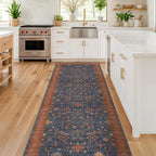 Navy Blue Washable 10 ft Long Runner for Kitchen Floor - 2'6"X10' Runner Rug for Hallway, Entryway, Pet Friendly Waterproof Non Slip with Rubber Backing, Stain Resistant Area Rug by HazoHaus