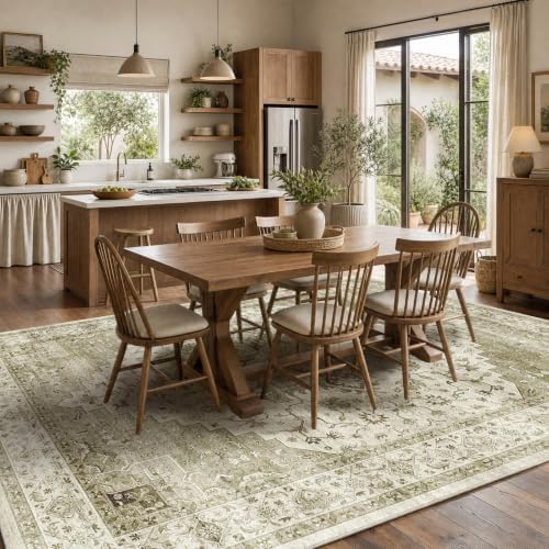 Amada Vintage Washable Area Rug,9'x12',Light Walnut - Image 2