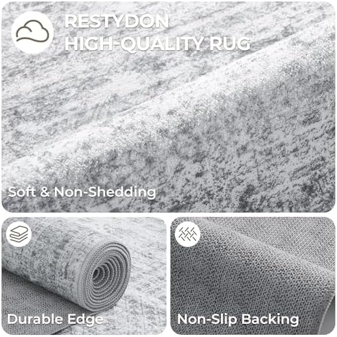 3x16 Runner Rug Non Slip,Washable Hallway Runner Rug,Grey - Image 7