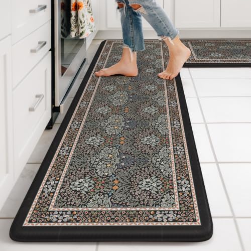 Collive Anti Fatigue Mats for Kitchen Floor, Black Gray/Mulit Kitchen Rugs by Collive