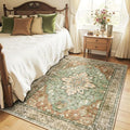 RELEANY Washable Area Rug, 4'x5', Brick/Brown/Green by RELEANY