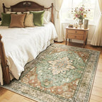 RELEANY Washable Area Rug, 4'x6', Brick/Brown/Green - Image 3