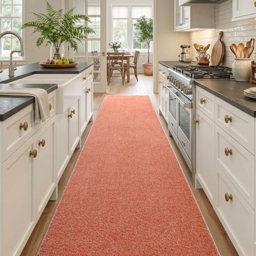 2x10 Orange/White Runner Rug Washable Non-Slip for Kitchen Hallway Bathroom - Image 2