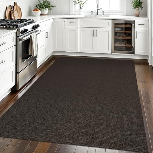 EARTHALL Washable Area Rug, Non Slip Living Room Rug, 5x7 Ft, Taupe/Coffee - Image 5