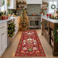 Christmas Runner Rug 2x5 for Hallway - Red Non Slip Washable Low Pile Carpet Santa Claus Holiday Decor Water Resistant Throw Rug for Kitchen Entryway Laundry Ultra Soft Bedroom Beside Mat（2x5,Red） by HYHAOYUNLAI