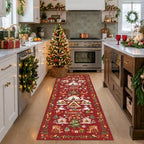 Christmas Runner Rug 2x5 for Hallway - Red Non Slip Washable Low Pile Carpet Santa Claus Holiday Decor Water Resistant Throw Rug for Kitchen Entryway Laundry Ultra Soft Bedroom Beside Mat（2x5,Red） by HYHAOYUNLAI