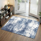 Entryway Rug 3x5 Blue Door Mat Indoor Entrance 36x60, Washable Small Throw Rugs for Kitchen Floor, Entry, Front Door, Bedroom Bedside, Non-Slip Low Pile Stain & Fade Resistant, Abstract Navy by Acapet