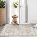 Washable 2x3 Entryway Area Rug - Neutral Kitchen Rug Runner Vintage Soft Floor Mat Non Slip Indoor Farmhouse Carpet for Bathroom Living Room Bedroom (2 X 3, Beige) by HYHAOYUNLAI