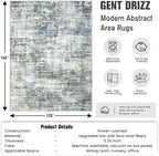 10x14 Area Rugs for Living Room: Washable Abstract Blue Multi Carpet - Image 2