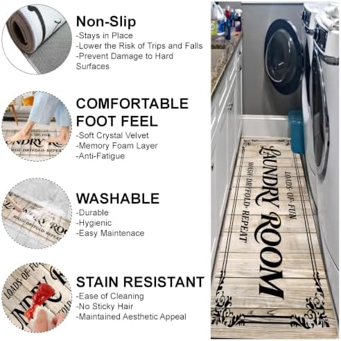 Non-Slip Laundry Room Rug Runner, Farmhouse Washable Laundry Mat - Image 3