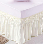 MEILA Wrap Around Elastic Bed Skirt for Queen & King Beds, 16" Drop, Ivory - Image 3