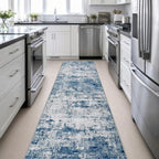 3x14 Washable Runner Rug：Modern Abstract Kitchen Soft Carpet Blue - Image 5