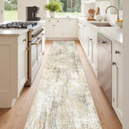 RELEANY Washable Runner 2'x10' Abstract Area Rug for Hallway Neutral Brown - Image 2