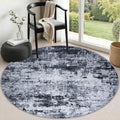 Round Area Rug Living Room: 5 ft Modern Washable Carpet Black by FXRHLP