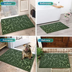 Bulijojo Sturdy Front Entrance Doormats,Durable Heavy Duty Welcome Mat,Thick Absorbent Natural Rubber Non Slip Mat,Easy Clean Entryway Mat Leaves Green 23"x35" - Image 6