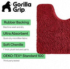 GORILLA GRIP Chenille Bath Rug Mat for Oval Toilet Base, 24x19 Red - Image 3