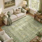 5x7 Area Rug for Living Room, Non-Slip Washable Large Carpet, Sage Green by Lofus