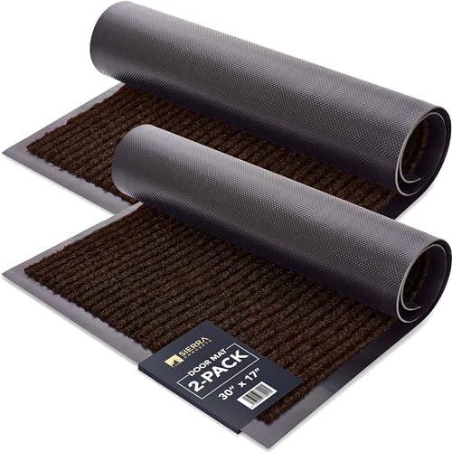 Front Door Mat, Indoor Outdoor Welcome Entryway Doormat, 30x17 Dark Brown by SierraConcepts