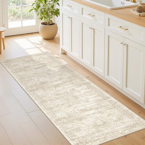 2x6 Runner Rug Non Slip,Washable Hallway Runner Rug,Beige - Image 3