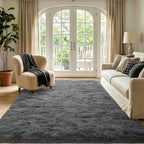 Noahas 5x7 Dark Grey Fluffy Soft Area Rug Non-Slip for Living Room Bedroom - Image 2