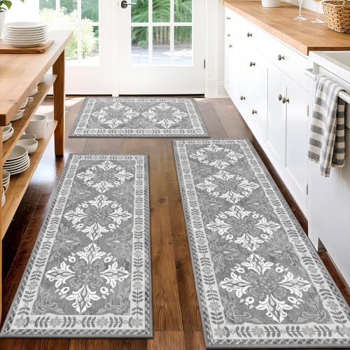 3 Piece Kitchen Rugs Set, Non Slip Washable Floor Mats with Water Absorbent by Unknown