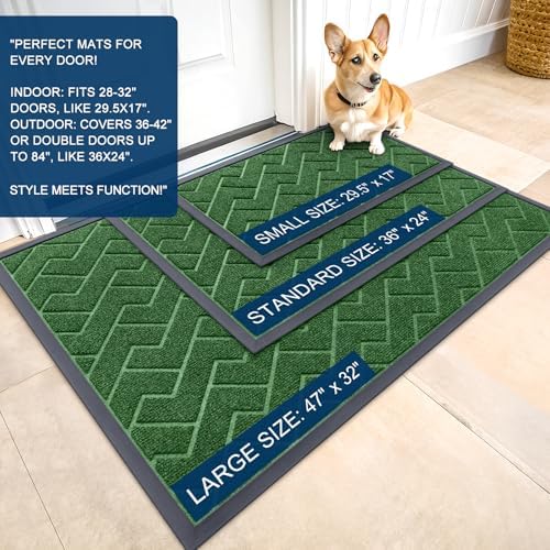 OLANLY Front Door Mat Outside 29.5x17, All-Season Absorbent Rubber Doormat - Image 2