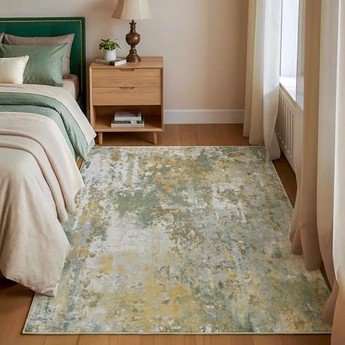 Entryway Rug 3x5 Green Door Mat Indoor Entrance 36x60, Washable Small Throw Rugs for Kitchen Floor, Entry, Front Door, Bedroom Bedside, Non-Slip Low Pile Stain & Fade Resistant, Sage Green - Image 3