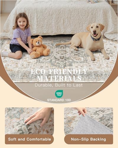 Madane Washable Runner Rugs 2x12 Long for Hallway Kitchen Light Taupe Brown - Image 5