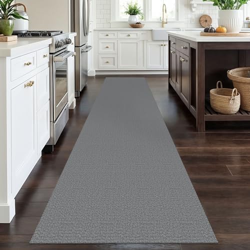EARTHALL Washable Runner Rug, Non Slip Hallway Runner, 2.6x12 Ft, Dark Gray - Image 6