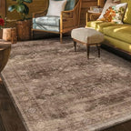 Hazo Haus Boho Taupe Brown 5x7 Living Room Rug - Modern Vintage Traditional Oriental Neutral, Washable Low Pile Non-Slip Large Area Rugs for Nursery Dining Under Table - Image 3