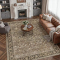 HUGEAR 7x9 Brown Vintage Floral Washable Area Rug for Living Room by HUGEAR