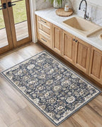 Amada Small 2x3 Washable Area Rug for Entryway, Blue/Brown, Vintage Pattern - Image 2