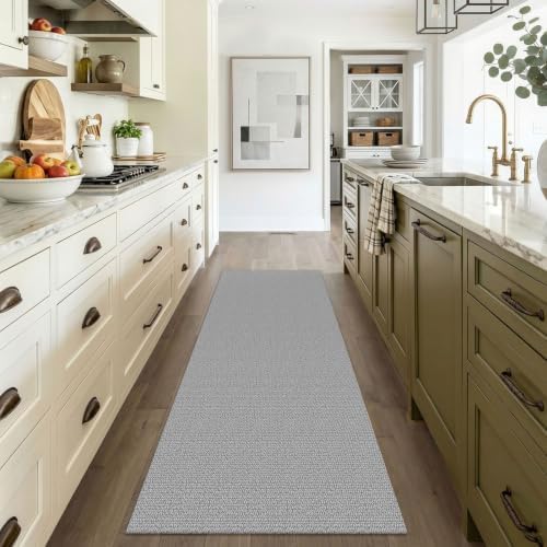 EARTHALL Washable Runner Rug, Non Slip Foyer Runner, 3x6 Ft, Heather Gray - Image 2
