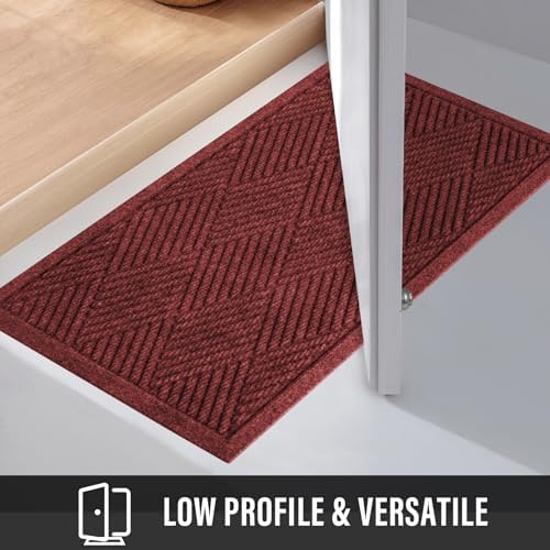 HIYARD Sturdy Front Door Mat, Absorbent Muddy Dirt Resist Welcome Door Mats Outdoor Indoor, Stain and Fade Resistant, Non-Slip Rubber Backing Low Profile Doormat for Entryway, 30×17, Red - Image 6