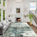 5x7 Area Rugs for Living Room: Washable Abstract Teal Green Bedroom Carpet by GENTDRIZZ
