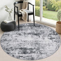 Round Area Rug Living Room: 4 ft Modern Washable Carpet Grey by FXRHLP