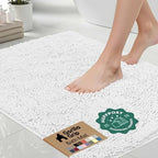 GORILLA GRIP Bath Rug Mat for Bathroom, Absorbent Chenille, 30x20 White by GorillaGrip