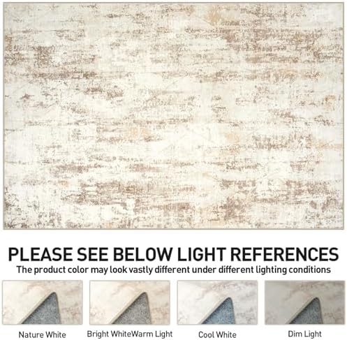 9x12 Area Rugs for Living Room: Washable Abstract Beige Grey Bedroom Carpet - Image 7