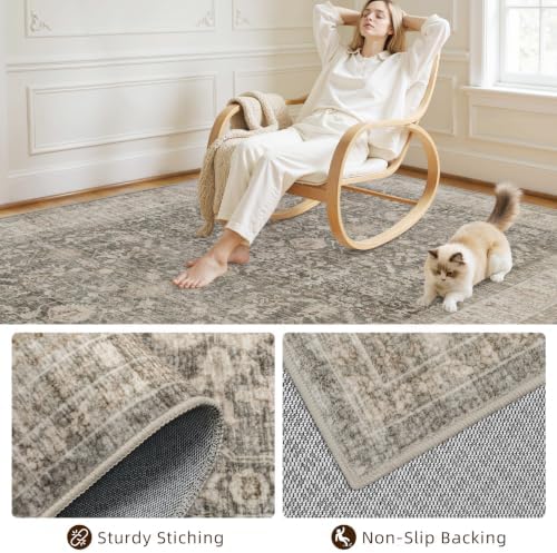 3x6 Hallway Washable Runner Rug: Kitchen Carpet Warm Taupe - Image 6