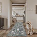 Hallway 3x10 Washable Runner Rug: Kitchen Rugs Entryway Area Rugs Vintage Soft Floor Mat Non Slip Indoor Farmhouse Carpet for Bathroom Living Room Bedroom Printed Rug for Family(3x10 Floral/Blue) - Image 2