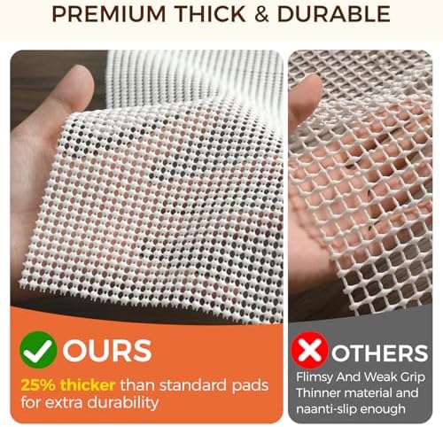 BAGAIL BASICS 5 x 7 FT Rug Pad Gripper for Hardwood Floors, Non Slip Rug Pads for Area Rugs, Extra Thick Under Rug Padding, Protect Your Rugs & Floors - Image 3