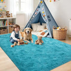 6x9 Large Blue Fluffy Soft Area Rug Non-Slip for Kids Bedroom Nursery - Image 4